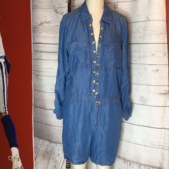 MICHAEL KORS NWT CHAMBRAY SOFT DENIM Button front Jumper - Picture 1 of 8